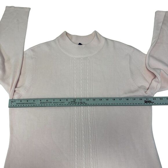 Cable Knit Mock Neck Sweater Long Sleeve Pink Soft Knitwear Top - Picture 6 of 7